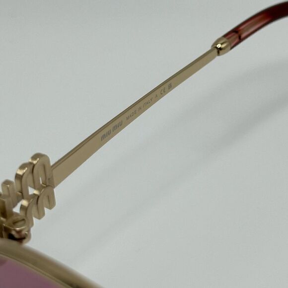 BRAND NEW MIU MIU MU54ZS ZVN50D Pale Gold/Dark Pink Mirror Women Sunglasses main image 5